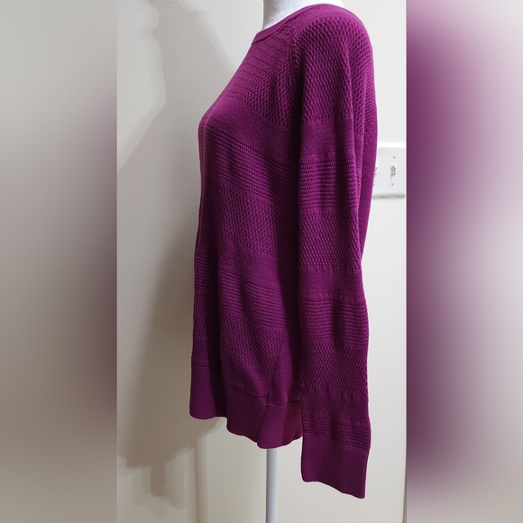 Banana Republic Mixed Textures Plum Purple Knit Pullover Sweater Size L - Picture 6 of 11